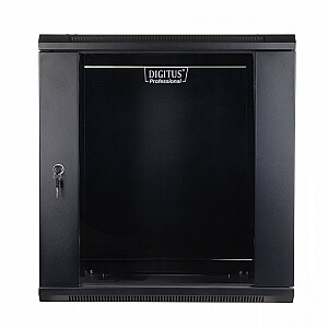 Шкаф подвесной односекционный 19 12U 635/600/450мм, стеклянная дверь, черный (RAL 9004)