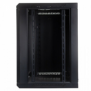 Шкаф подвесной односекционный 19 12U 635/600/450мм, стеклянная дверь, черный (RAL 9004)