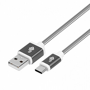 USB-USB C kabelis 1,5 m, pelēks pavediens