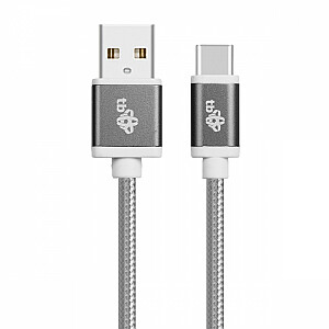 USB-USB C kabelis 1,5 m, pelēks pavediens