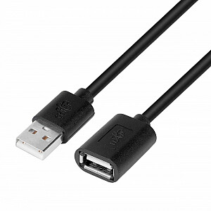 AM-AF USB kabelis, pagarinājums 1,8 m, melns