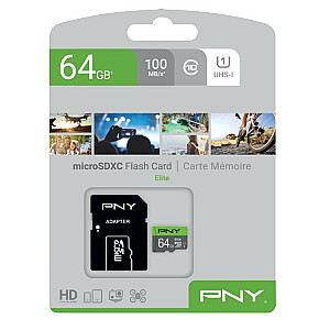 PNY Elite microSDXC 64 ГБ + SD адаптер