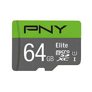 PNY Elite microSDXC 64GB + SD adapteris