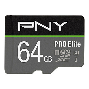 PNY PRO Elite microSDXC 64GB + SD adapteris