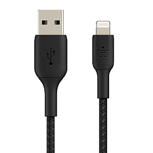 Кабель USB-Lightning в оплетке 15см черный