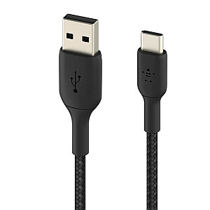 Плетеный кабель USB-C USB-A 15 см, черный