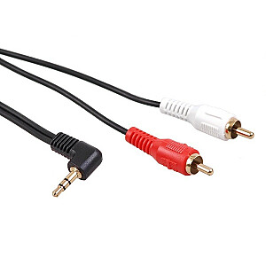 Leņķveida kabelis ar mini ligzdu 3,5 mm, 2RCA, 15 m MCTV-828 Black
