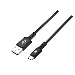 USB uz USB C, melns silikona ātrās uzlādes kabelis, 1 m