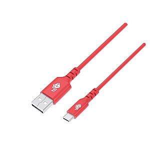 USB uz USB C, sarkans silikona kabelis ātrai uzlādei, 1 m