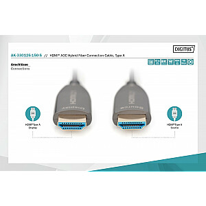 Гибридный разъем ASSMANN HDMI AOC, тип A, M / M, 15 м