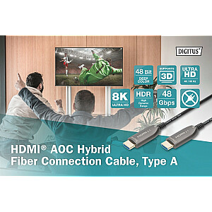 Гибридный разъем ASSMANN HDMI AOC, тип A, M / M, 15 м