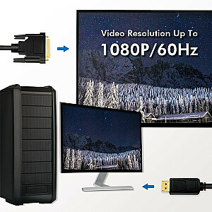 DisplayPort 1.2–DVI kabelis, 5 m, melns