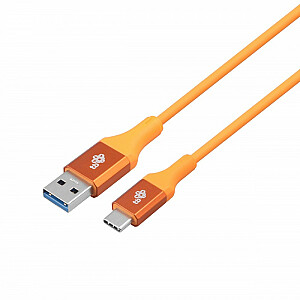USB 3.0–USB C kabelis, 2 m PREMIUM, 3 A, oranžs TPE