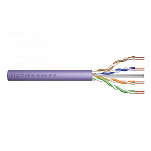 6. kategorijas telekomunikāciju instalācijas kabelis, U/UTP, DC, vads, AWG 23/1, LSOH, 100 m, violets