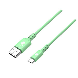 USB uz USB C 2 m silikona zaļš ātrās uzlādes kabelis