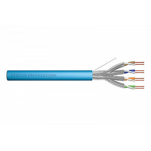 Telekomunikāciju instalācijas kabelis, kat.6A, U/FTP, Dca, vads, AWG 23/1, LSOH, 100 m, ietīts zils