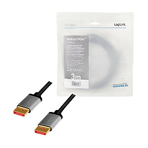 Kabelis DisplayPort 8K/60 Hz, DP/M līdz DP/M, alumīnijs, 3 m