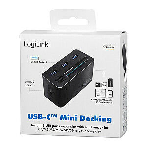 USB3.2 8 portu dokstacija, mini melna