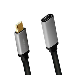 USB-C M/F, alumīnija kabelis 4K/60 Hz, 0,5 m