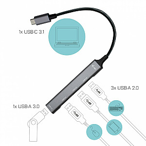 I-TEC I-TEC USB-C Metal HUB, 4 порта, пассивный