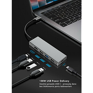 Адаптер-концентратор USB C 7w1 — HDMI, USBx3, PD, SD/TF