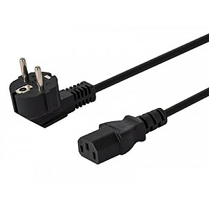 Schuko strāvas kabelis "vīriņš" - IEC C13, leņķisks, 1,8 m, grupas iepakojumā 10 gab., CL-98