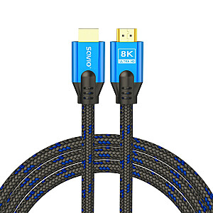 Kabelis HDMI (M) v2.1, 3m, 8K, varš, zili melns, zelta uzgaļi, Ethernet/3D, CL-143