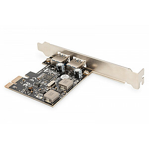 USB 3.0 PCIe kontrolieris, 2x USB 3.0, zema profila, UPD720202 mikroshēmojums
