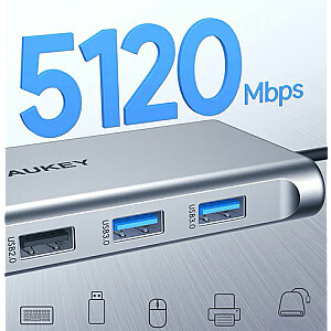 CB-C89 alumīnija USB-C centrmezgls | 10w1 | RJ45 Ethernet 10/100/1000 Mb/s | 4xUSB | HDMI 4k@30Hz | SD un microSD | USB-C 100 W strāvas padeve