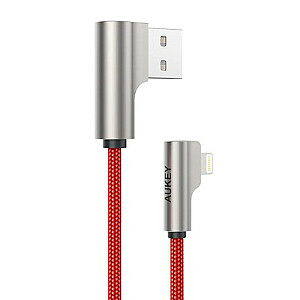 CB-AL04 sarkans neilona OEM USB kabelis | 1 m | 90 grādu dakšas | MFI sertifikāts