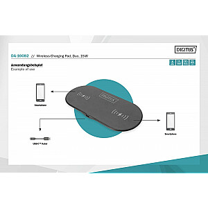 Беспроводное индуктивное зарядное устройство 15 Вт Qi Duo-Power 1 м USB-C Черный