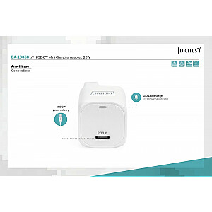 Мини-зарядное устройство 1x USB-C PD 3.0 20 Вт Белый