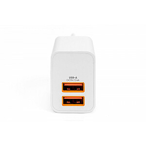 Сетевое зарядное устройство, блок питания 2x USB-A 15,5 Вт Белый
