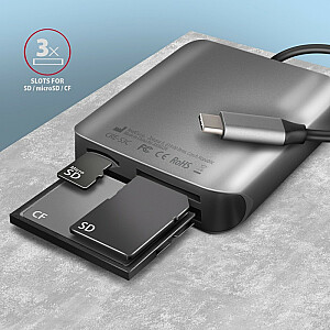 CRE-S3C Внешний кард-ридер USB-C 3.2 GEN 1, 3 слота и лунка SD/microSD/CF, поддержка UHS-II