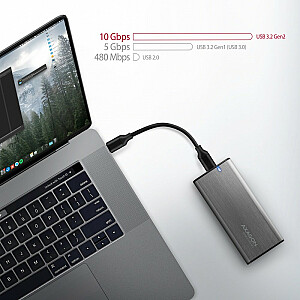 EEM2-SG2 Безвинтовой алюминиевый внешний корпус USB-C 3.2 Gen 2 M.2 NVMe и твердотельный накопитель SATA + USB-A — сокращение USB-C