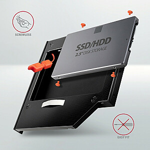 RSS-CD12 Рамка для 2,5-дюймового SSD-HDD для слота DVD, алюминий со светодиодной подсветкой 12,7 мм