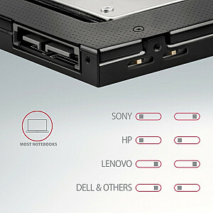 RSS-CD12 Рамка для 2,5-дюймового SSD-HDD для слота DVD, алюминий со светодиодной подсветкой 12,7 мм