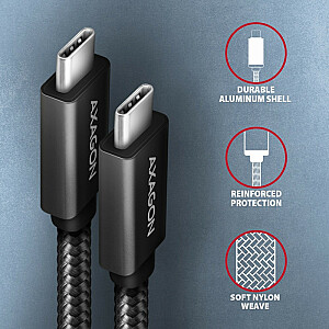 BUCM32-CM10A kabelis USB-C — USB-C 3.2 Gen 2, 1 m, PD 100W, 5A, 4K HD, ALU, pīts, melns