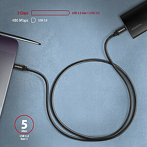BUCM3-CM10AB kabelis USB-C - USB-C 3.2 Gen 1, 1m, PD 60W 3A, ALU, pīts, melns