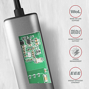 Tīkla adapteris ADE-25RC 2.5 Gigabit Ethernet, Realtek 8156, USB-C 3.2 Gen 1, automātiska instalēšana, pelēks