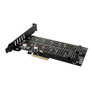 PCEM2-DC Внутренний адаптер PCIe x4, 1x M.2 NVMe M-ключ + 1x SATA B-ключ, охладитель, SP и LP + радиатор