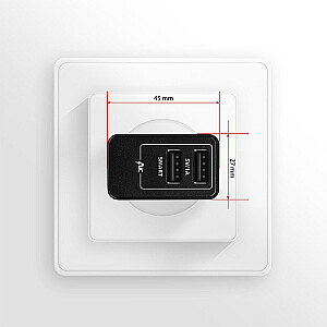 ACU-DS16 sienas lādētājs, SMART, 16 W, 2x USB-A, 5V/2.2A + 5V/1A