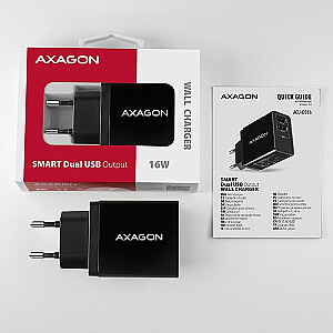 ACU-DS16 sienas lādētājs, SMART, 16 W, 2x USB-A, 5V/2.2A + 5V/1A