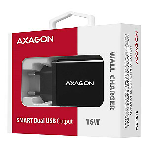 ACU-DS16 Сетевое зарядное устройство, SMART, 16 Вт, 2 порта USB-A, 5 В/2,2 А + 5 В/1 А