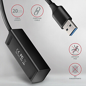 HUE-M1A centrmezgls, 4 portu mini metāla USB 3.2 Gen 1, 20 cm USB-A kabelis