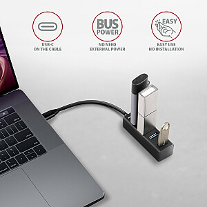 HUE-M1C Концентратор, 4-портовый мини-металлический USB 3.2 Gen 1, кабель USB-C длиной 20 см