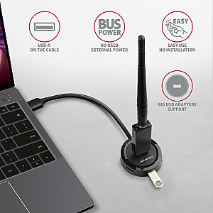 HUE-P1A centrmezgls, 4 portu USB 3.2 Gen 1, 30 cm apaļš USB-A kabelis, papildu microUSB barošanas avots