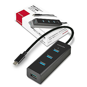 HUE-S2C centrmezgls: 4 portu USB 3.2 Gen 1 uzlādes centrmezgls, 40 cm USB-C kabelis, papildu microUSB barošanas avots