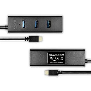 HUE-S2C centrmezgls: 4 portu USB 3.2 Gen 1 uzlādes centrmezgls, 40 cm USB-C kabelis, papildu microUSB barošanas avots