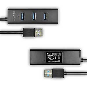 HUE-S2BL Hub: 4-портовый зарядный концентратор USB 3.2 Gen 1, кабель длиной 1,2 м, дополнительный блок питания microUSB